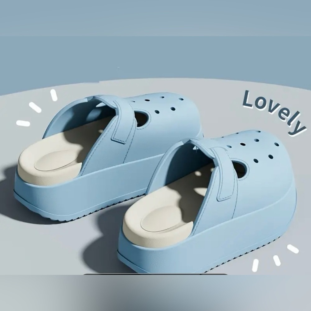 Stylish pale Blue Platform Clogs